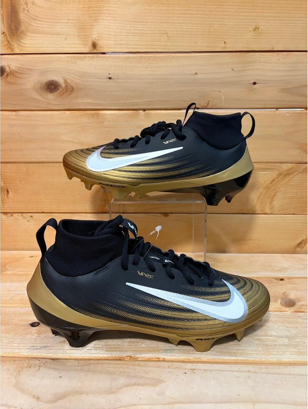 New Nike Zoom Air Vapor Pro 1 Black & Gold Football Cleats Mens 7.5 FB3298 003